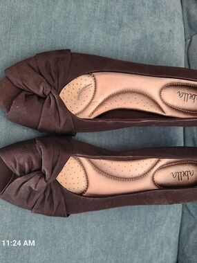 Abella Black Bow Toe 1 Inch Heels
